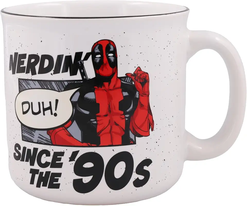 Silver Buffalo Caneca de cerâmica Marvel Deadpool Nerdin Since the 90s Camper, 590 ml