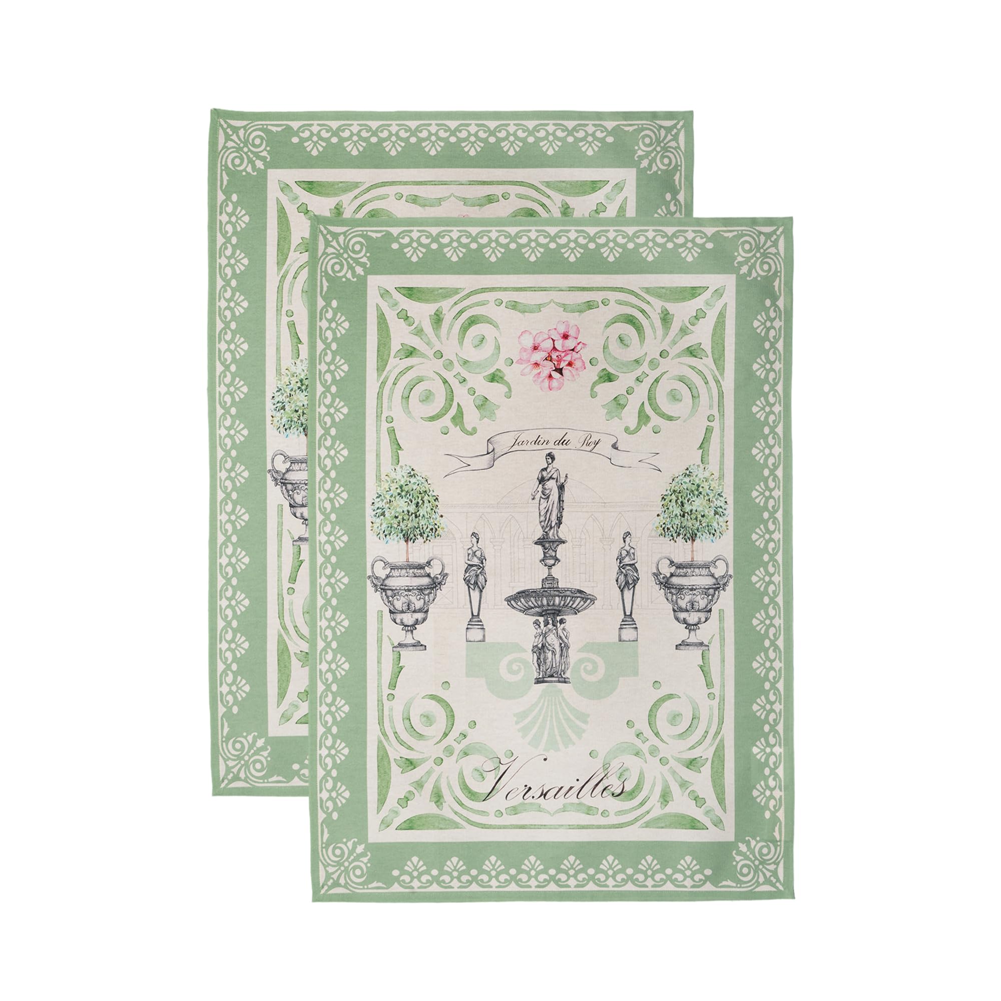Maison d' Hermine Jardin Du Roy 100% Baumwolle Set von 2 Multi-Purpose Küchenhandtuch | Bar Handtücher | Frühling/Sommer (50 cm X 70 cm)