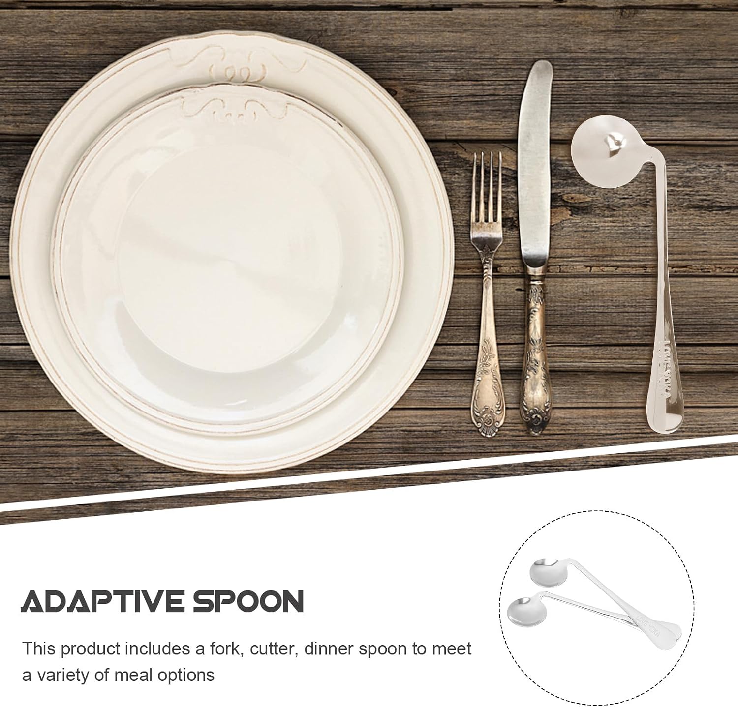 2pcs Stainless Steel Adaptive Spoon and Fork Set for Adults