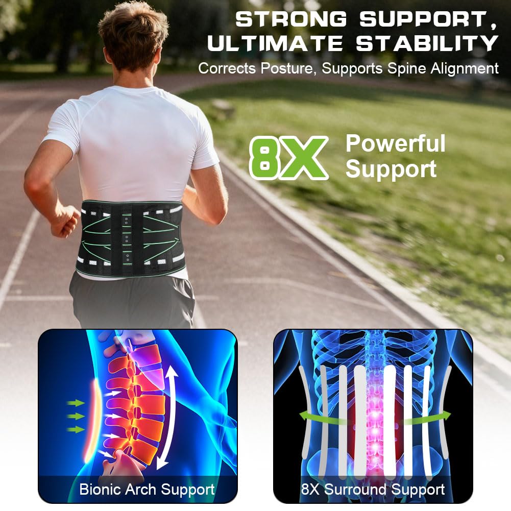 Ceinture Lombaire avec Coussin 3D, Ressorts Soutien Sangle Double Réglable, Respirant Support Lombaire avec 4 Supports Métalliques 2 Ressorts Soutien, Pour Sciatique, Hernie Discale, Scoliose