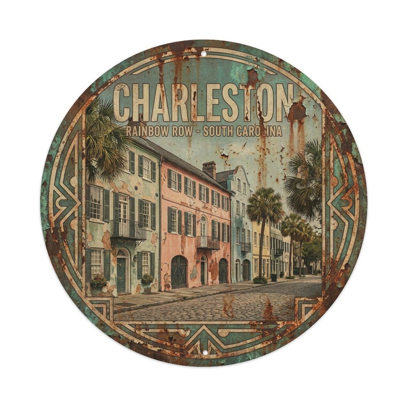 Tgrcjimh Style Metal Tin Sign Vintage Travel Usa Charleston