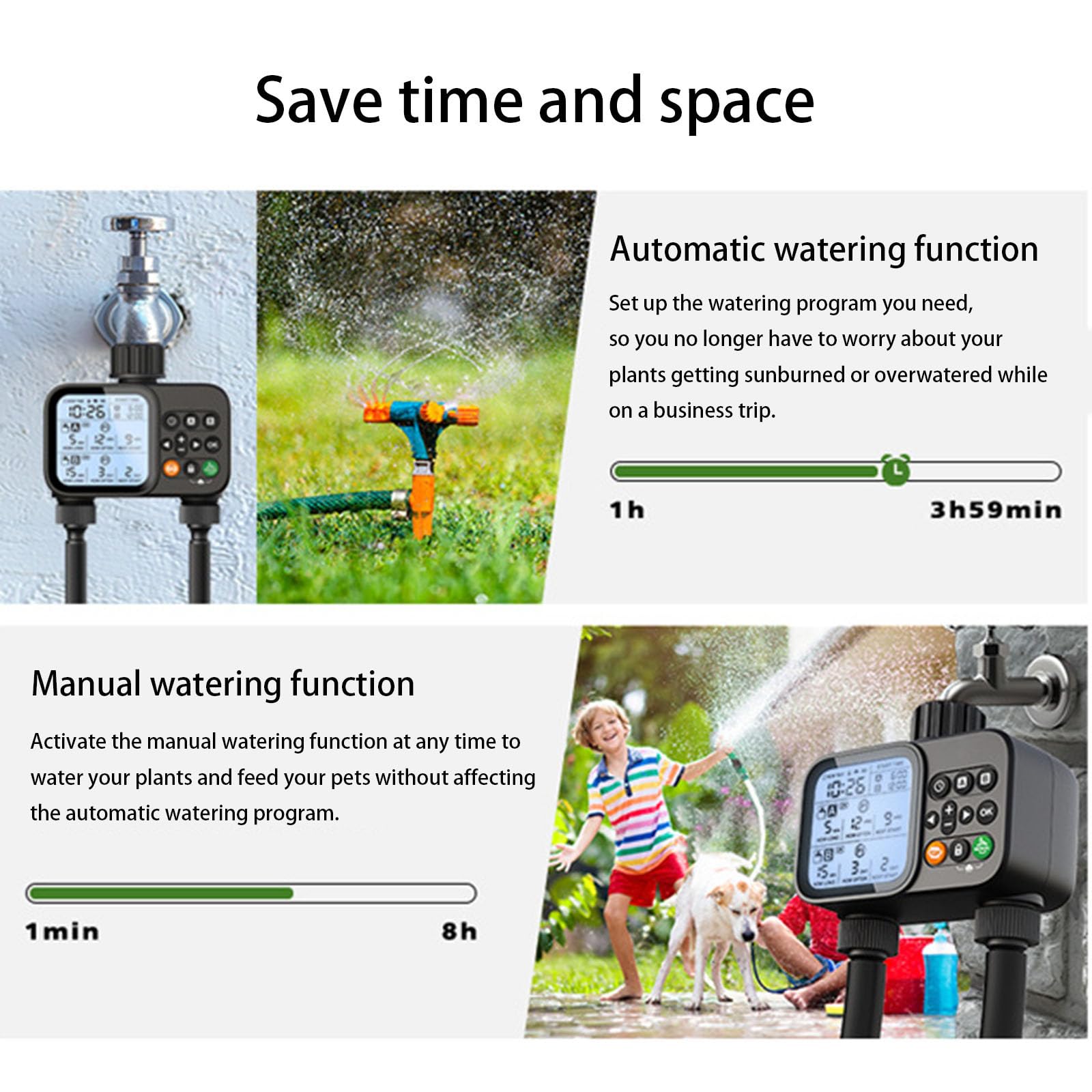 Temporizzatore automatico per irrigazione da giardino con display LCD per soluzione irrigazione cortili e piante Temporizzatore da giardinaggio in PVC ABS