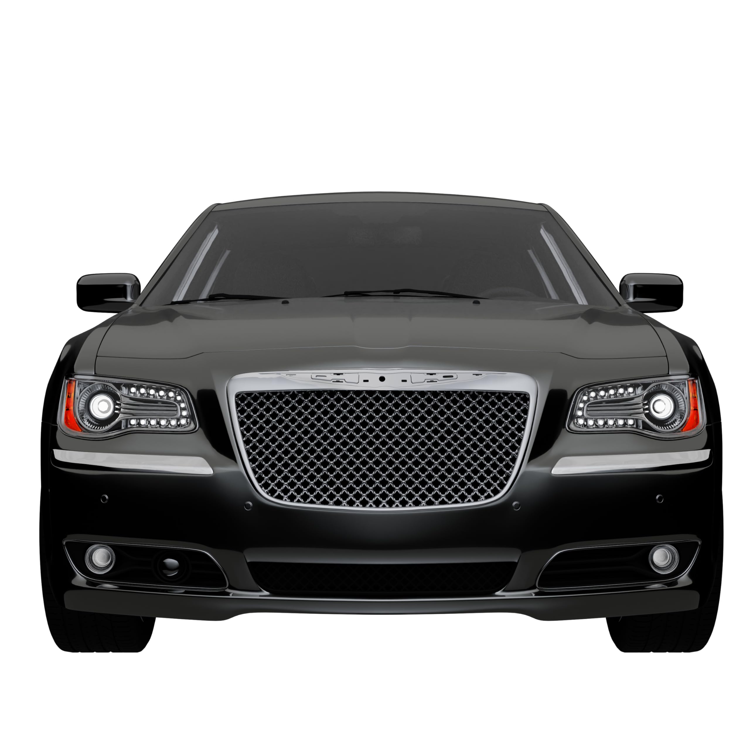 Armordillo Mesh Style Front Grille|Compatible With 2011-2014 Chrysler 300 / 300C|8719954|Chrome|Front Hood Bumper Grille