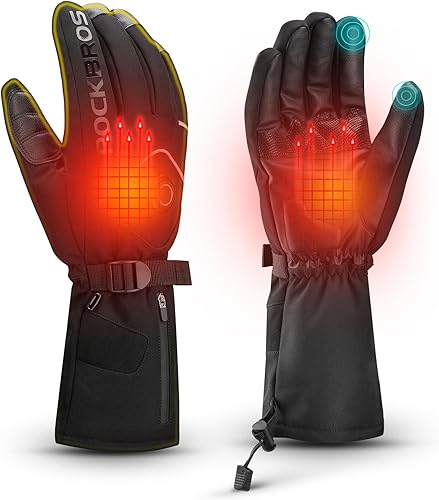 ROCKBROS Guantes calefactables eléctricos con batería recargable térmica, guantes térmicos para hombres y mujeres, para pantalla táctil de invierno,