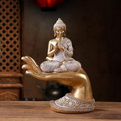 Miniatura 5 de Estatua de Buda para Decoración del Hogar en Oro 8.7" - Estatuas de Buda para Decoración Zen - Estatua de Buda Grande para Decoración Espiritual -