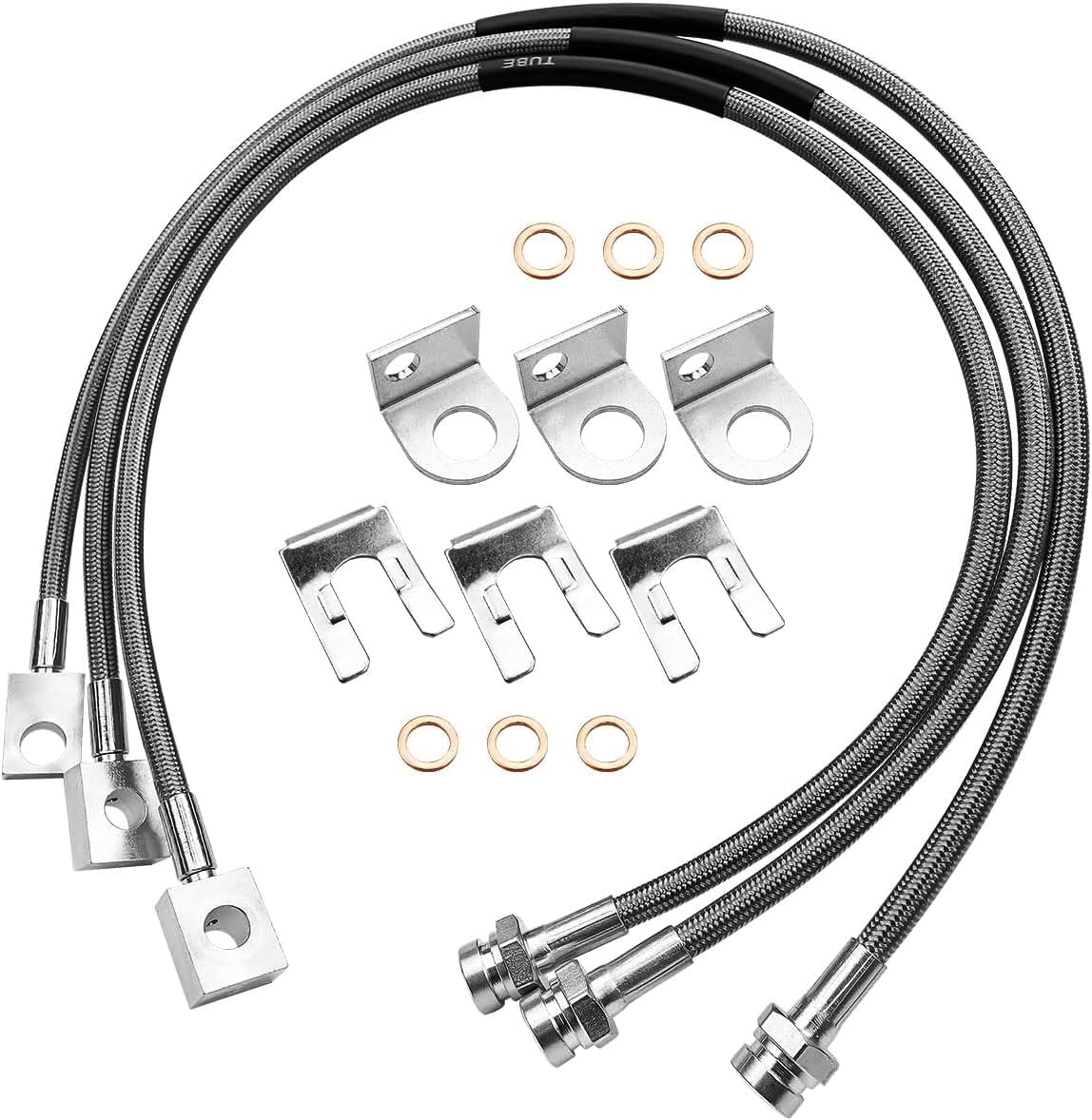 89715 Front and Rear Brake Lines Extended Stainless Fit for Jeep Cherokee XJ Wrangler TJ Unlimited YJ 1984-2006 2WD 4WD