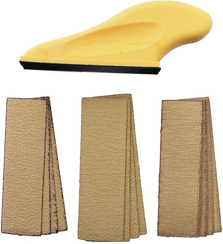 CALIDAKA Kit de microlijadora de 3.5 x 1 pulgadas para proyectos pequeños, lijadora de mango de detalle y papel de lija grano 80120240 para