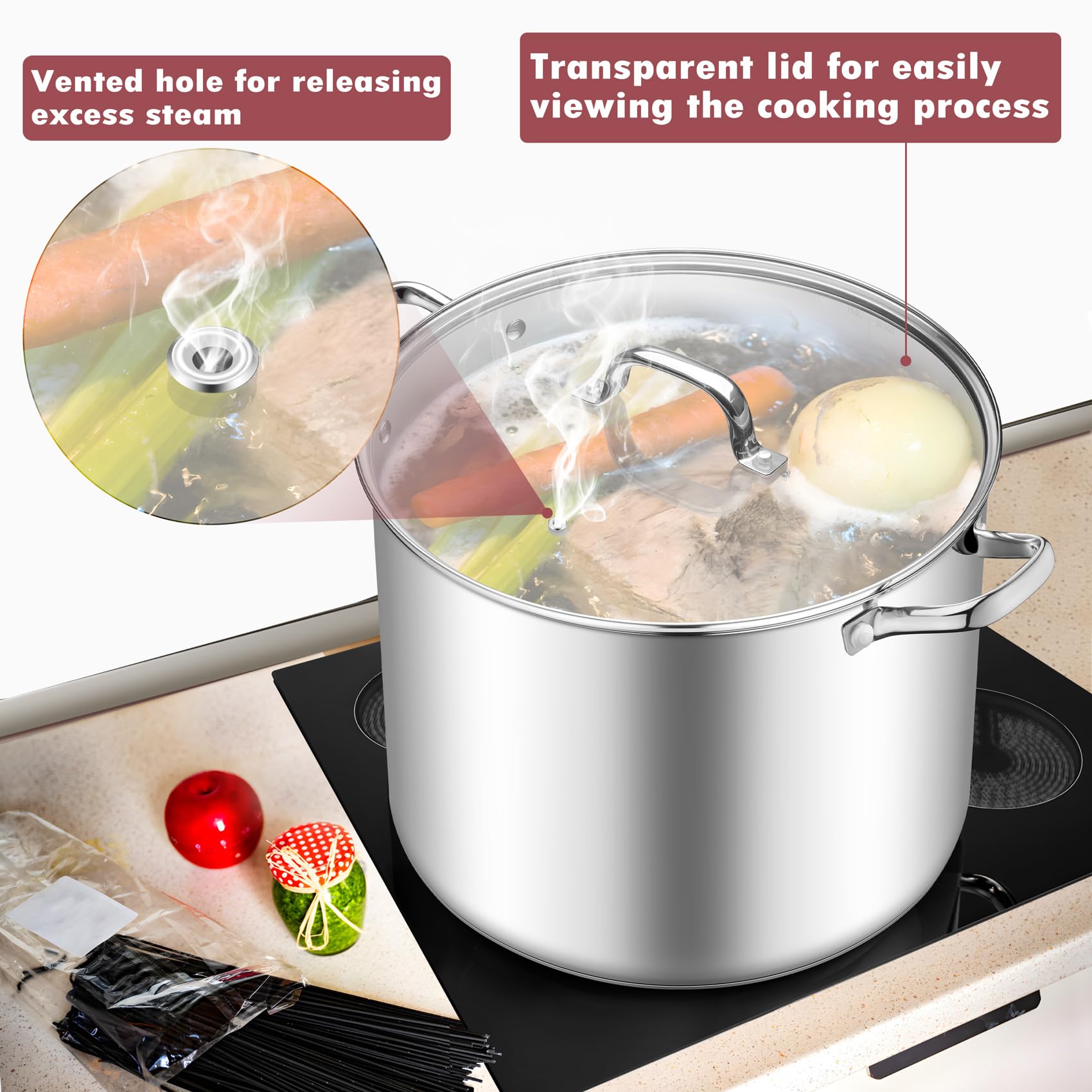Amazon.com: TeamFar 20QT Stock Pot, Stainless Steel Stockpot Large