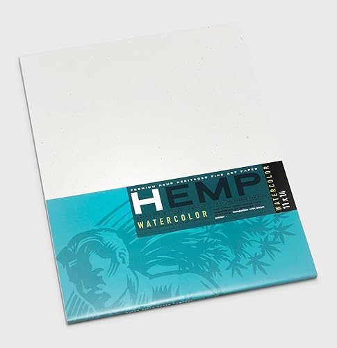 Green Field - Papel de acuarela de cáñamo, 11 x 14 pulgadas (12 hojas), papel de arte en blanco sostenible de alta calidad sin árboles para dibujar,