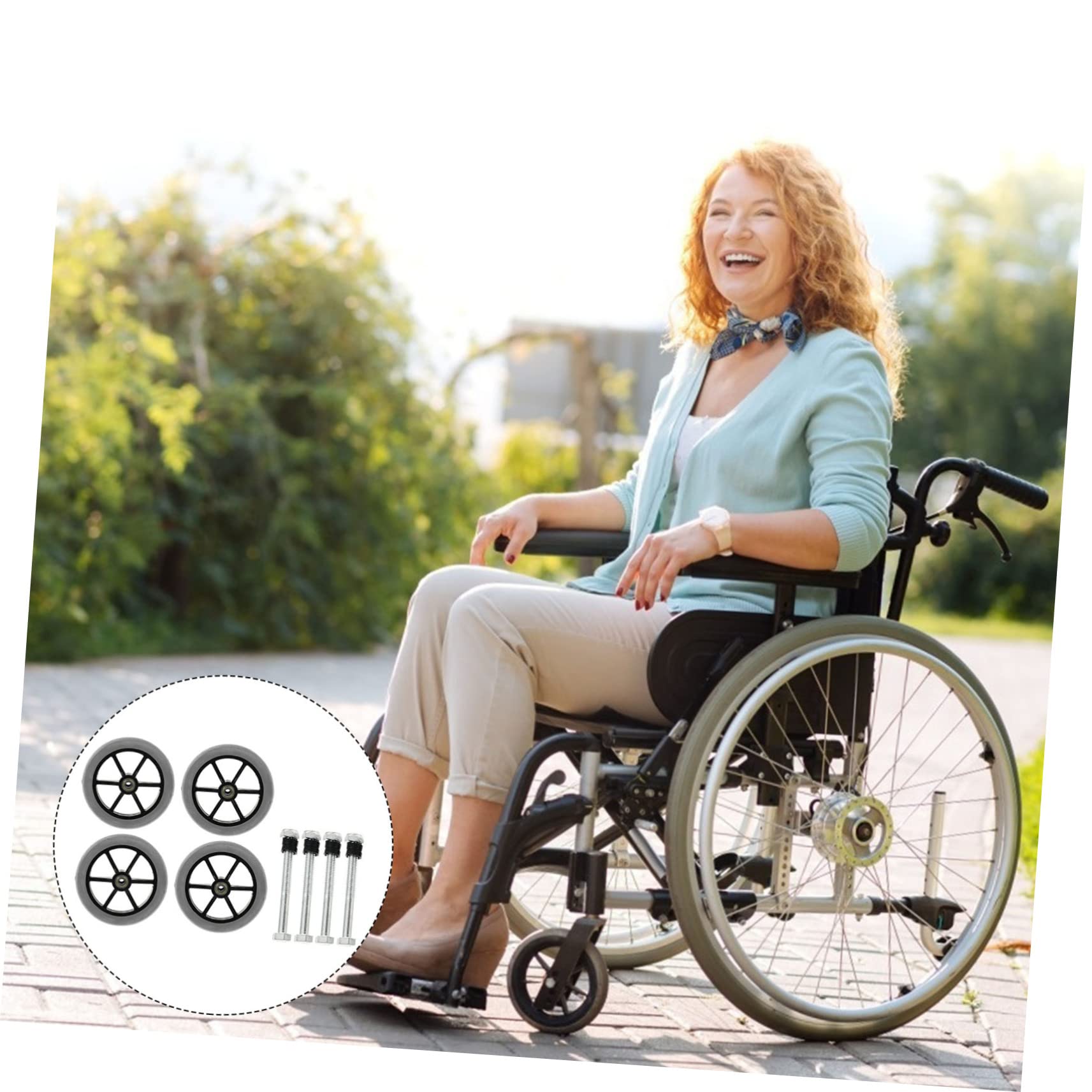 Ruedas Delanteras para Silla de Ruedas, Recambio 4 Piezas Abs Pvc Acero | Repuesto Compatible Andador y Uso Interior o Exterior, Rodaje Suave y Resistente al Desgaste