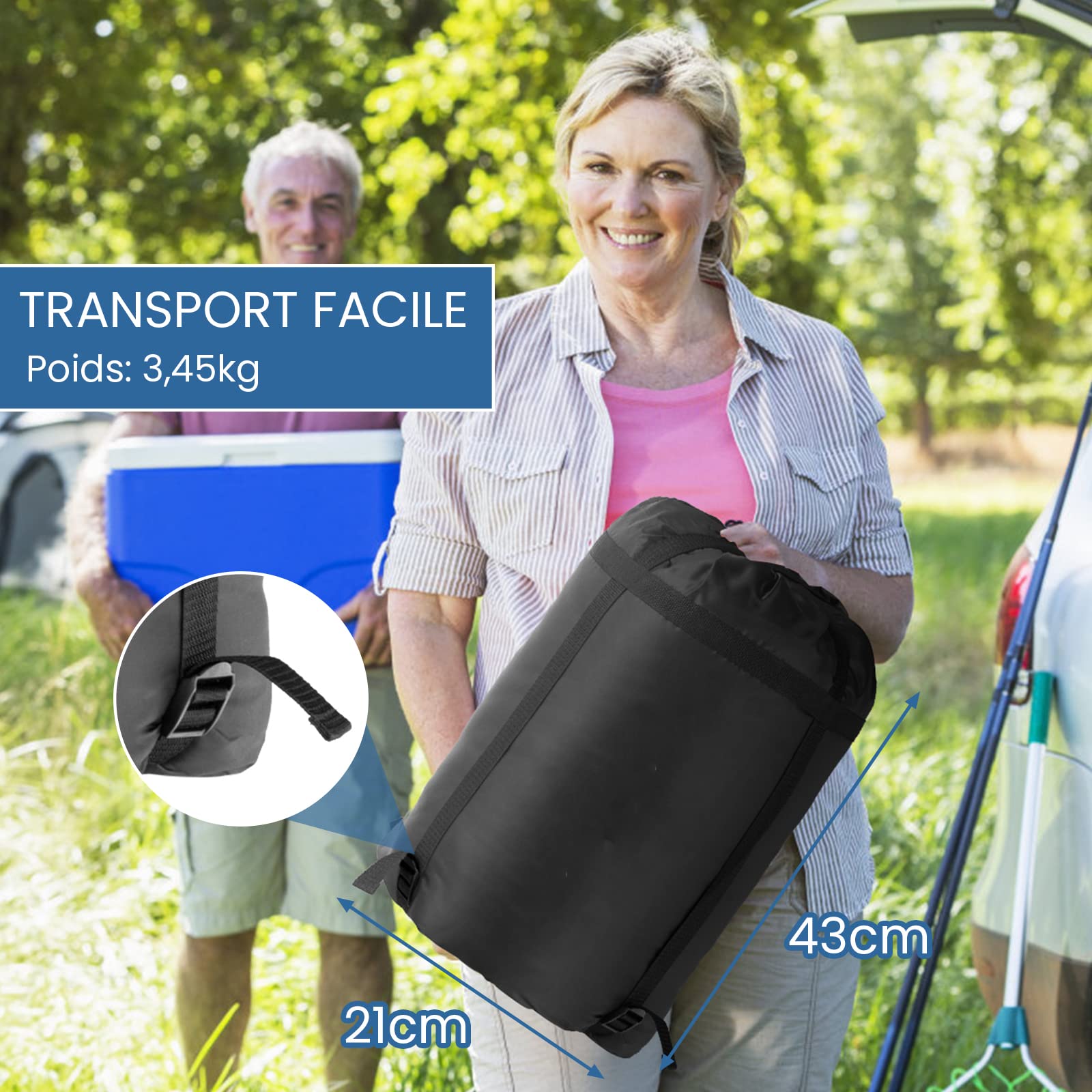 RELAX4LIFE Double Sac de Couchage avec 2 Oreillers et Sac de Transport, Détachable avec Fermetures Éclairspour 2 Personnes, Tapis de Sol Imperméable Convient pour Camping, Randonnée, Voyage
