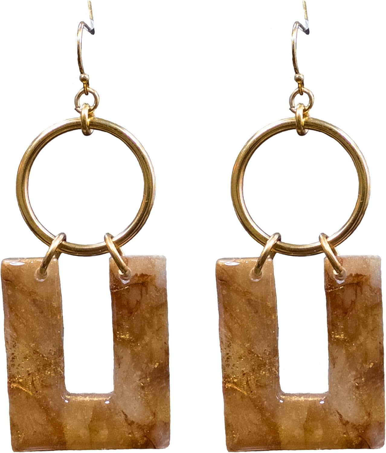 Circle and rectangle u clay earring - Kris