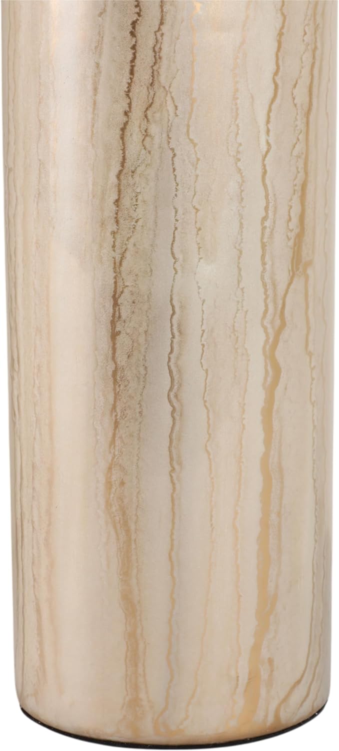 Cylinder Vase for Living Room Decor - Glass Flower Vase with Crystal Accent Top for Home and Office Use - Glam Accent for Table or Shelf in Room, Bedroom and House Settings - 18", Gold & Metallic