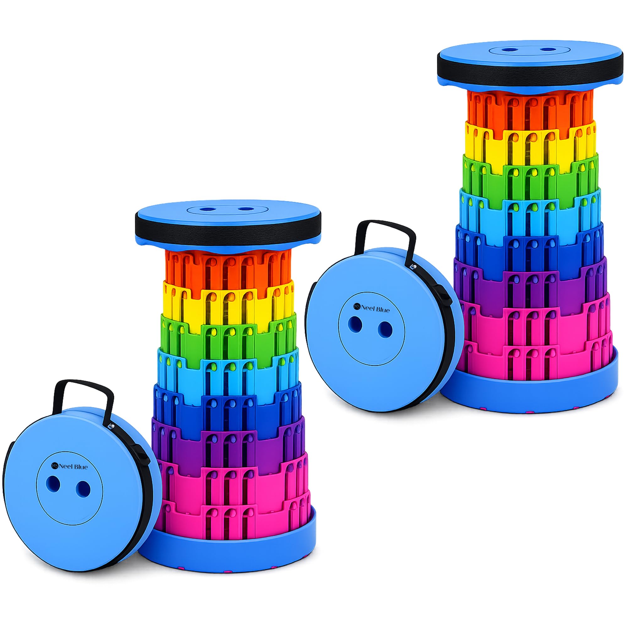 WedDecor Telescopic Folding Stool 440lbs - Rainbow Royal Blue, 2pcs — image 1