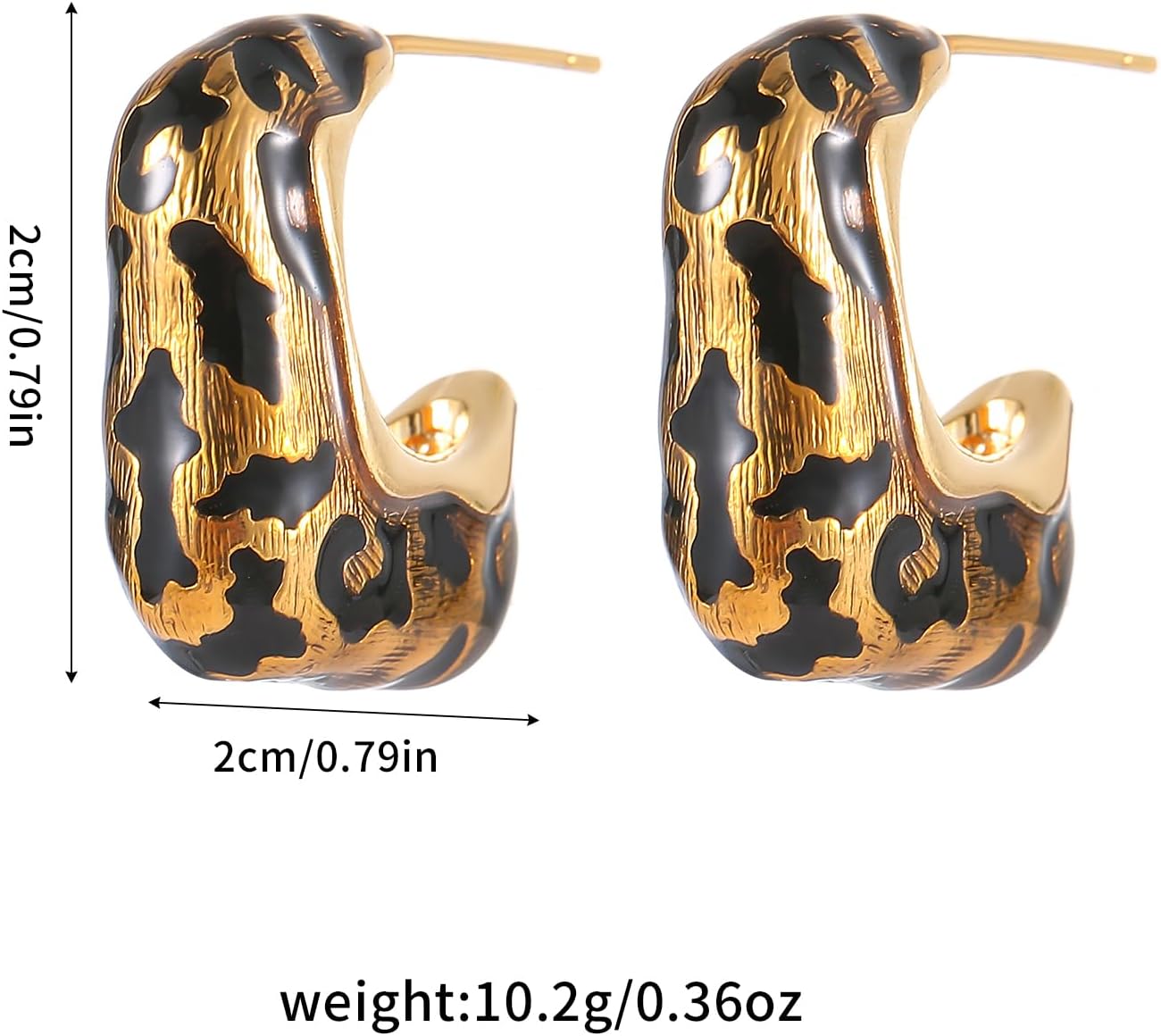 18K Gold-tone Plated Leopard Earrings Stud for Women Lightweight Vintage Leopard Earrings Geometric Stud Earrings Hypoallergenic Fashion Jewelry Gifts - Image 3