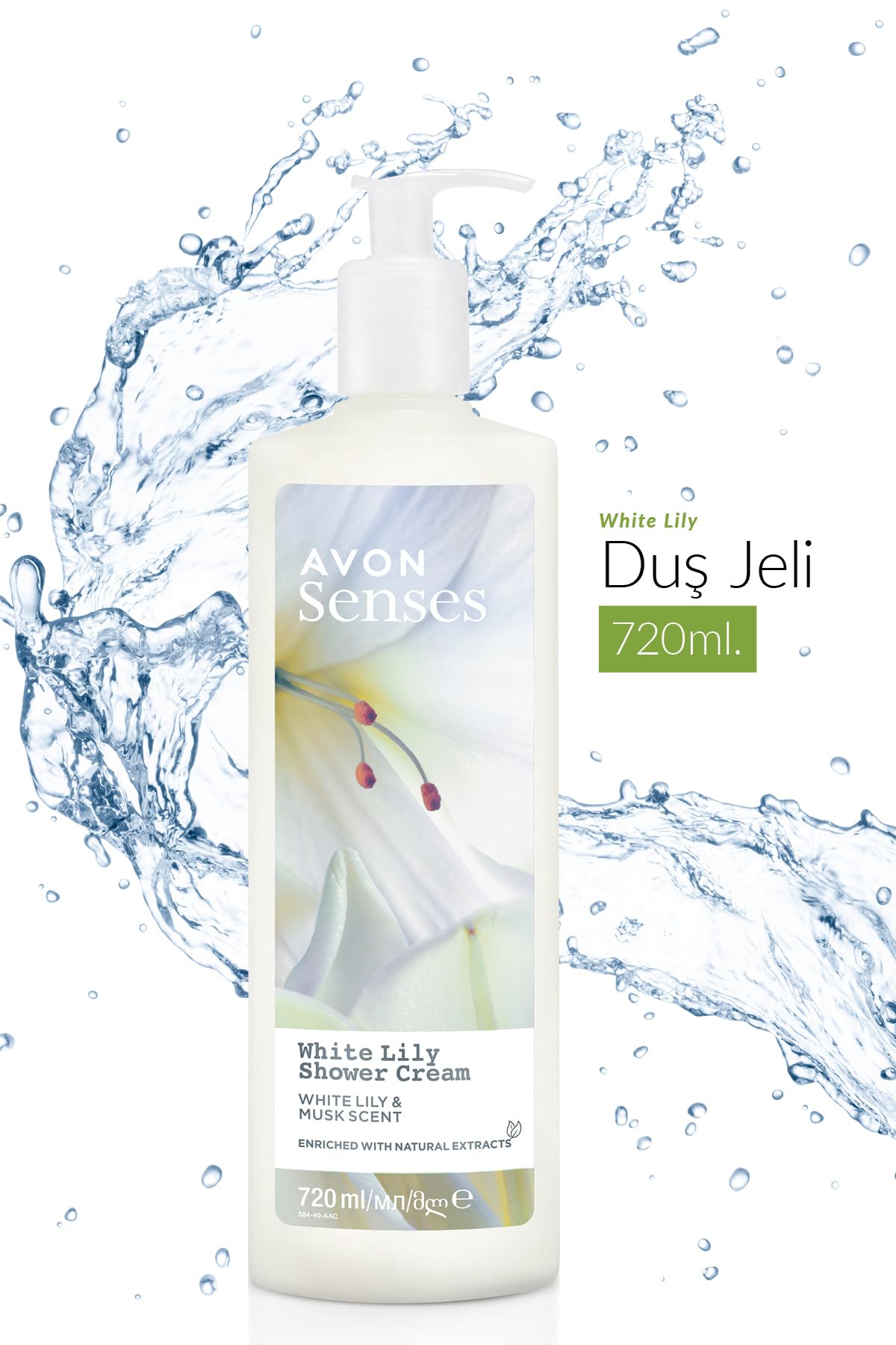 Avon Senses White Lily Beyaz Zambak Kokulu Duş Jeli 720 Ml. Üçlü Set
