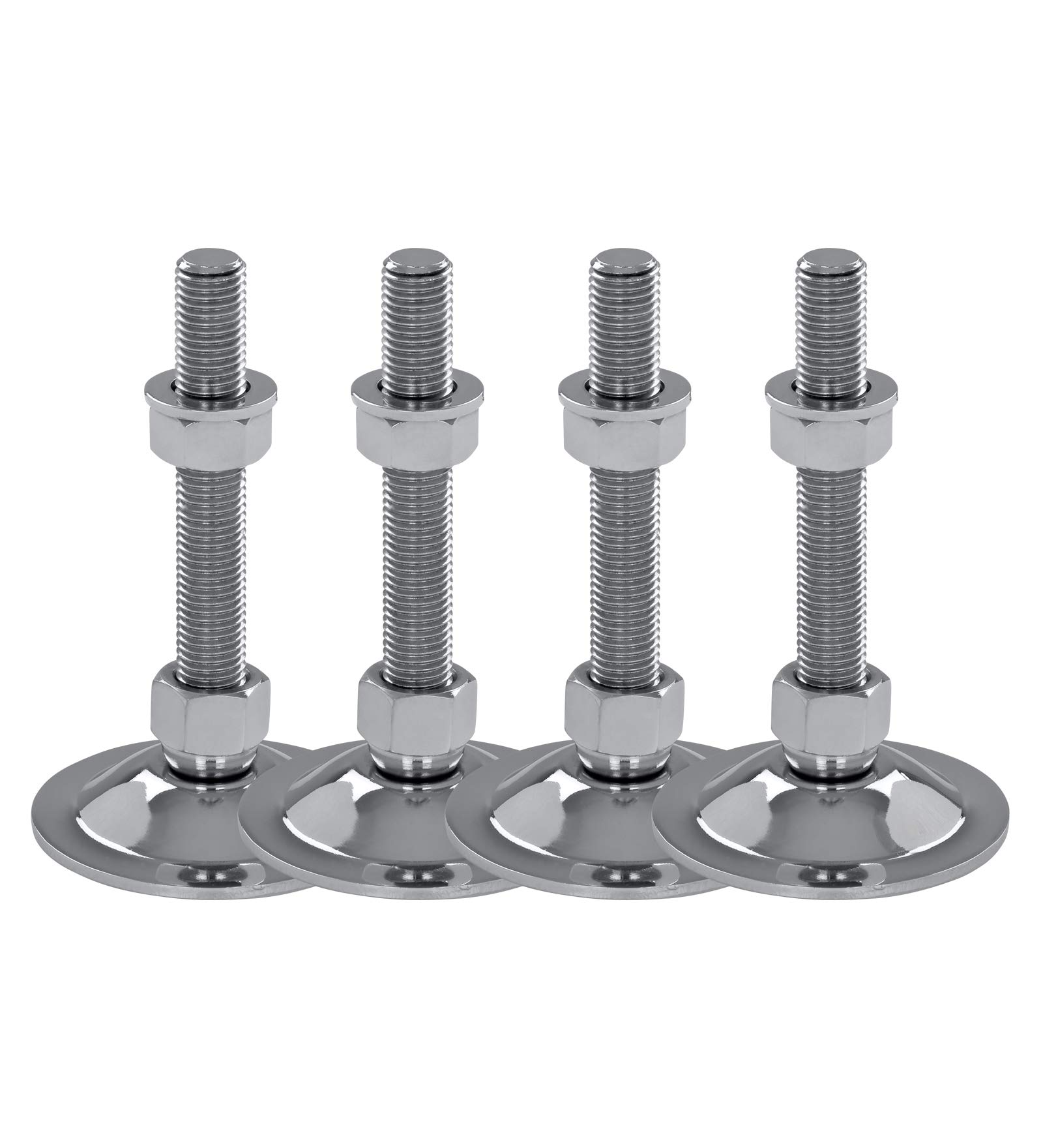 Schwaderer Maschinenfüße/Stellfüße/Nivellierfüße/Gelenkfüße, höhenverstellbar STF 80, Ø 80mm, 4er-Set, lieferbar in den Gewindegrößen M8-M30, Stahl verchromt, (M12x80)