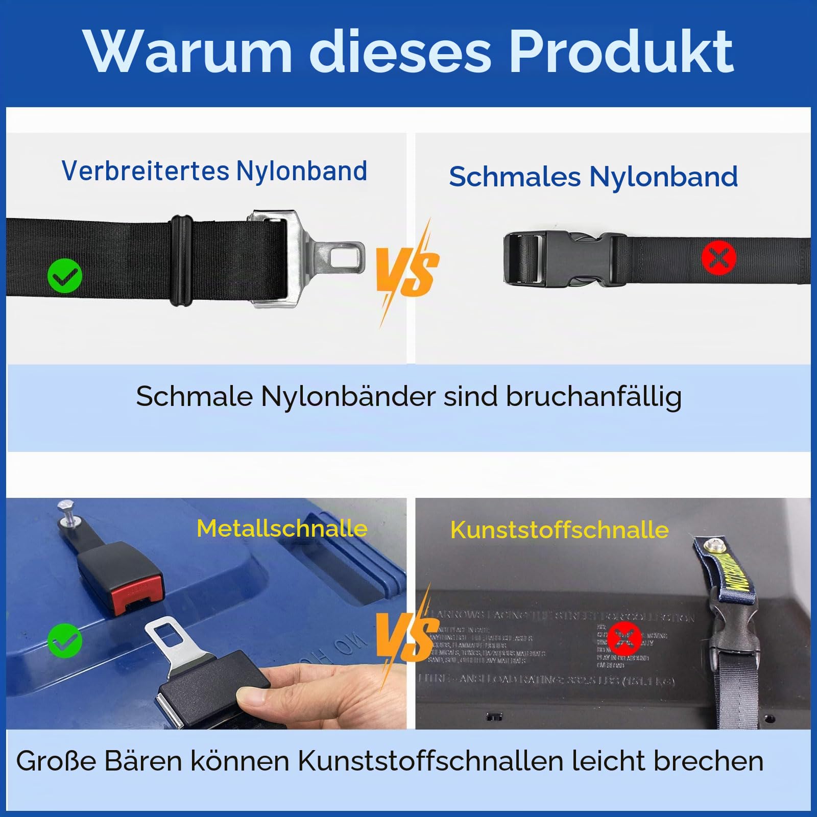 Mülltonnenschlösser für Tiere, Waschbär, Bärensicher, langlebiger Gurt, Deckel, Mülltonnenschloss für den Außenbereich, 2 Stück