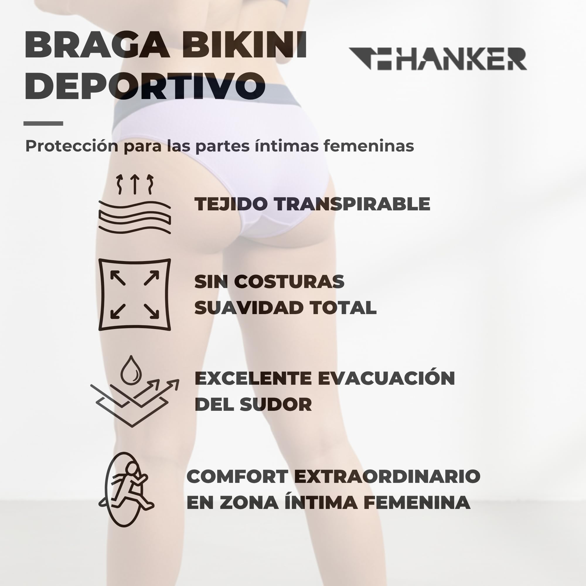 HANKER Braga Bikini Deportivo para Mujer Sin Costuras Transpirable