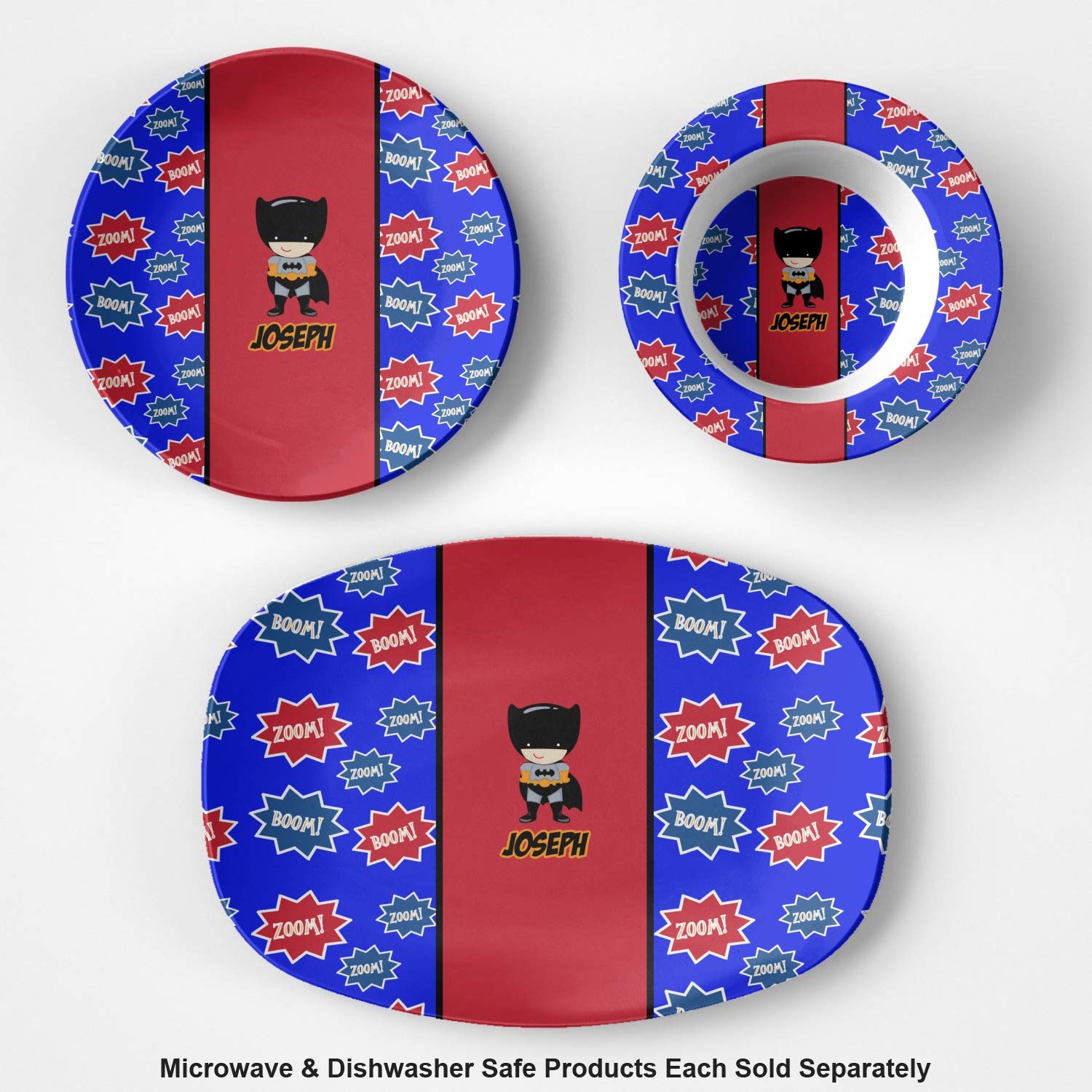 Personalized Superhero Plastic Bowl - Microwave Safe - Composite Polymer