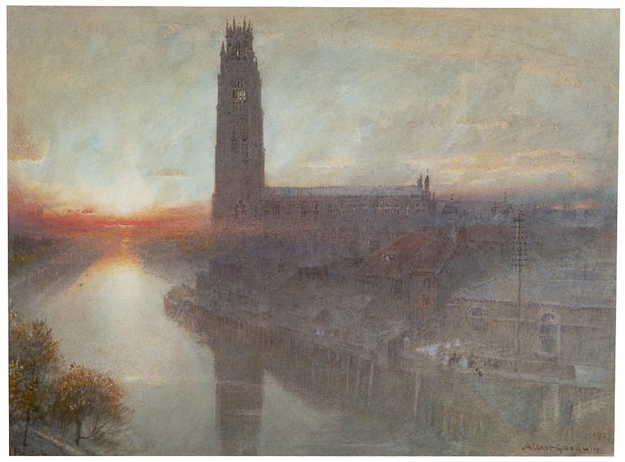 SERENDIPITP Retro Picture Poster Wall Art Pictures Painting Boston by Albert Goodwin Wall Art Canvas Print for Wall Decor 60x90cm