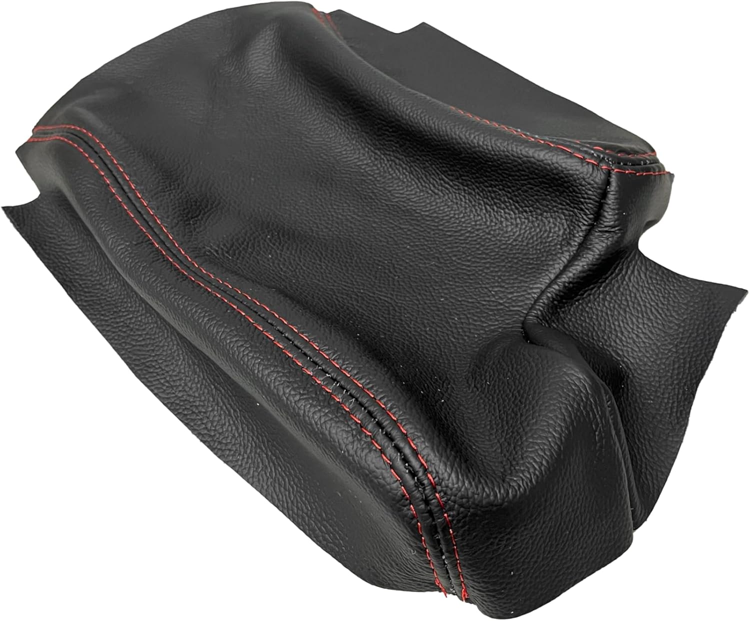 Black Genuine Leather Center Console Armrest Cover Compatible with BMW 1991 1992 1993 1994 1995 1996 1997 1998 1999 2000 2001 2002 2003 2004 2005 (Made in USA) (White Stitching)