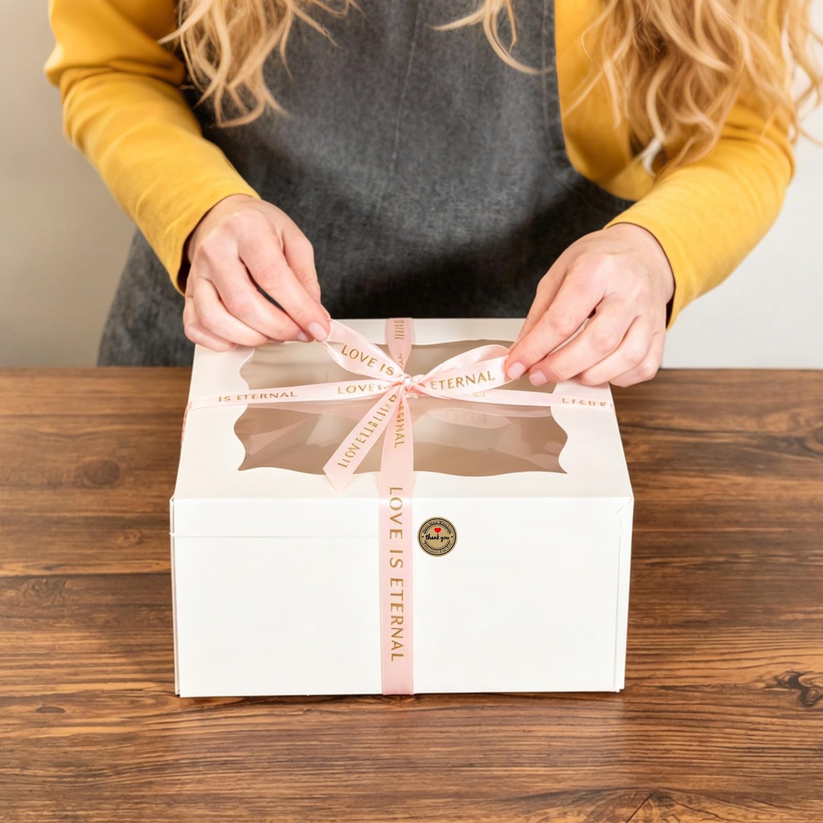 Set di 5 Scatola per Torta, 30,5x30,5x20,3cm, Bianche Scatole per Dolci in Cartone, Scatole per Torte con Finestra Vassoi, Porta torta cartone per Dessert, pasticcini (A)