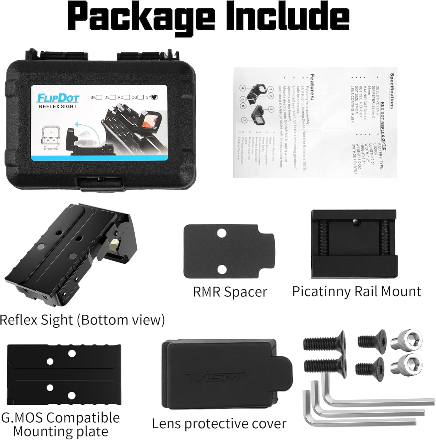 Flip Up Micro Red Dot Sight – Folding Reflex Optic Compatible with RMR Footprint & 20mm Picatinny Rail, Lightweight Red Dot for Pistols & Rifles