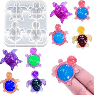 Cute Mini Turtle Shape Resin Silicone Molds Micro Dollhouse Marine Animal Epoxy Casting Molds for DIY Resin Fairy Garden Miniatures Landscape Tiny Things Crafts Decor(4 Designs)