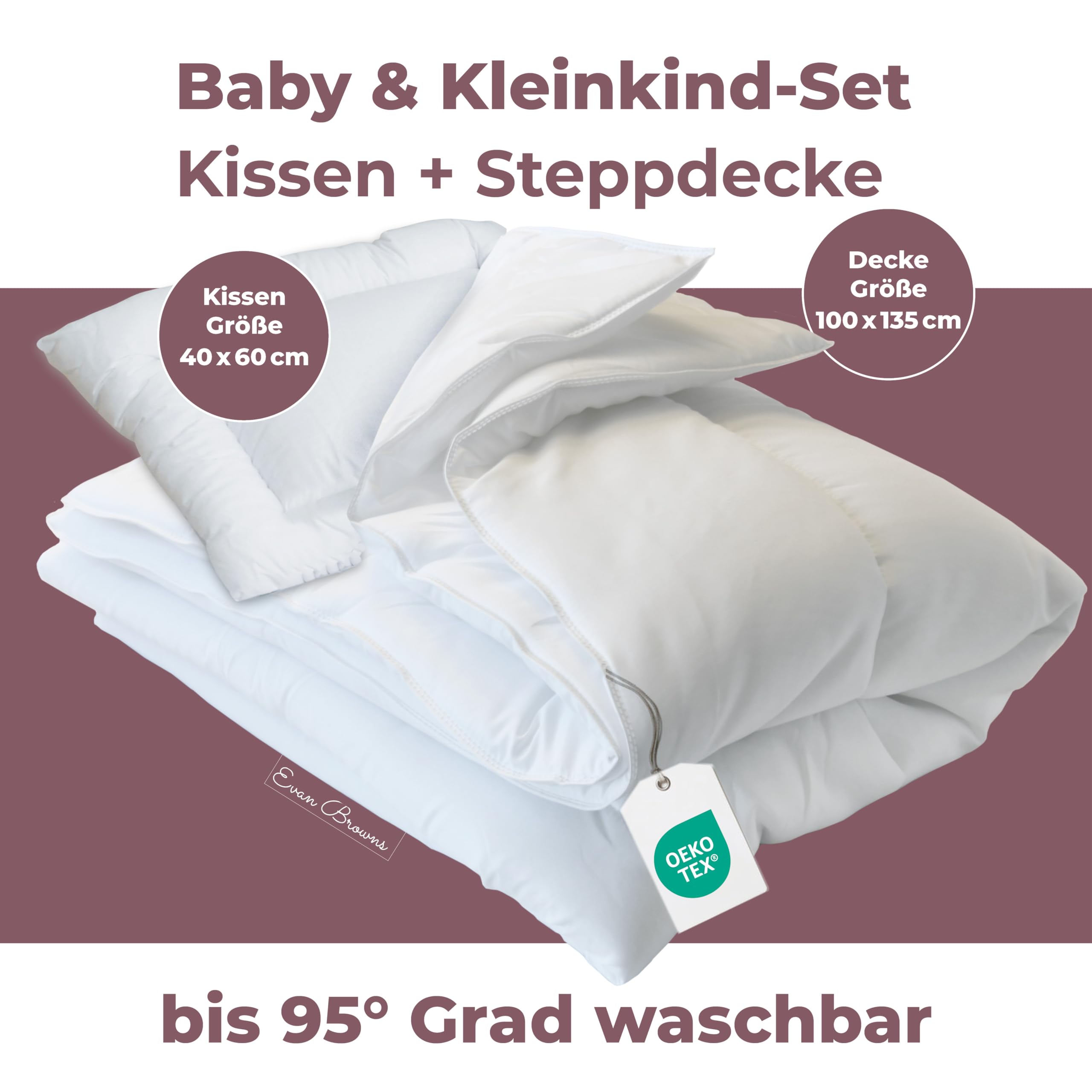 Kinder Bettdecken Set - Baby Kissen 40x60 cm & Baby Bettwäsche 100 x 135 - Babyzimmer Komplettset - Kinderdecke mit Kopfkissen - Bettdecke Kinder - Kinderbettdecke Set