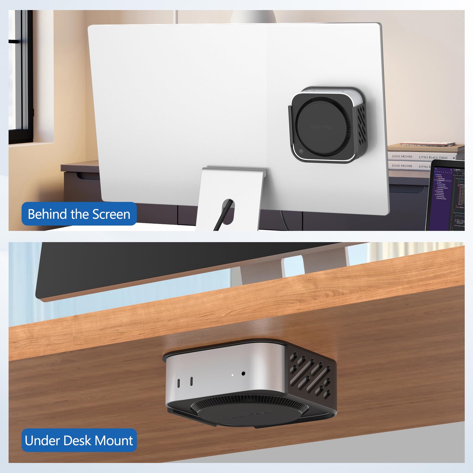 Supporto Da Scrivania E Montaggio A Parete Per Mac Mini M4/M4 Pro 2024 - NewHail, In Plastica, Design Scheletrato Per Dissipazione Calore, Include Viti E Nastro Biadesivo, Argento - 2