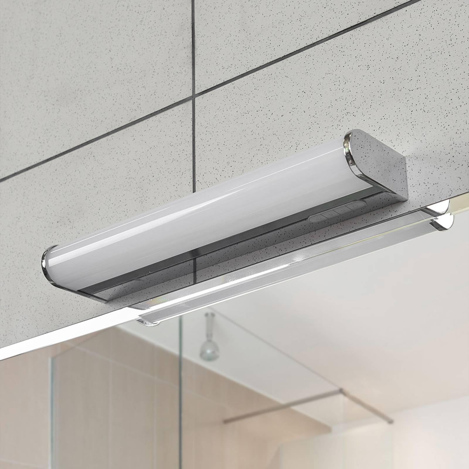 Lindby LED Wandleuchte, Wandlampe Bad Jesko dimmbar (spritzwassergeschützt (Modern) in Chrom (1 flammig) - Wandleuchten Spiegelleuchte Badezimmer Wandbeleuchtung Badezimmerleuchte