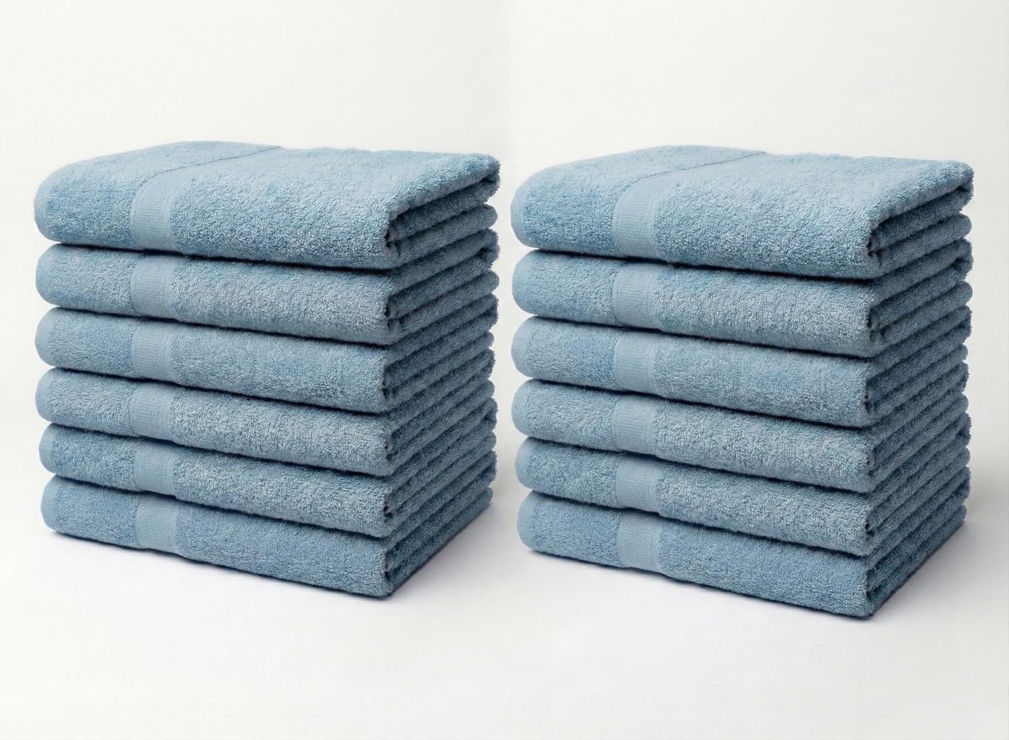 Petite Beach Pool Spa Gym Towels | Thin Lightweight Light Blue 100% Cotton 20" x 40" (12)