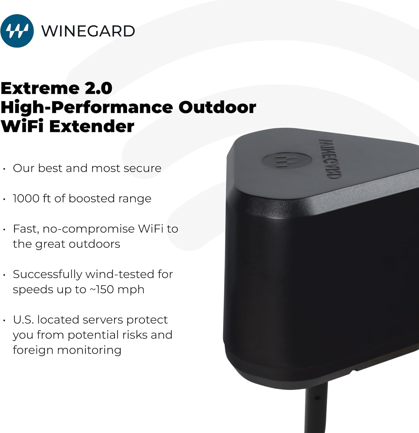 Winegard Extreme 2.0 RW-3035 Outdoor WiFi Extender - Weather-Resistant, 1000 ft Long-Range, Omnidirectional, Whole Property WiFi – 3x3 MIMO, Wireless-AC, WPA3, 2.4/5 GHZ WiFi