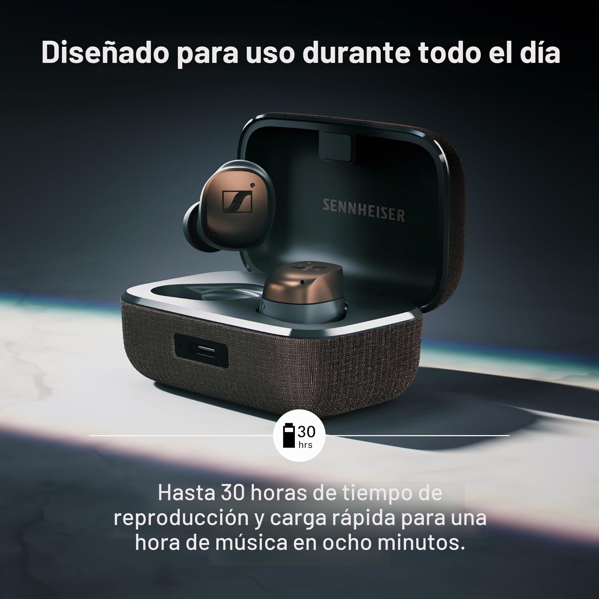 Sennheiser Consumer Audio MOMENTUM True Wireless 4 - Auriculares inteligentes con Bluetooth 5.4, sonido nítido, diseño cómodo, duración de la batería de 30 horas, ANC adaptativo, LE y Auracast, blanco