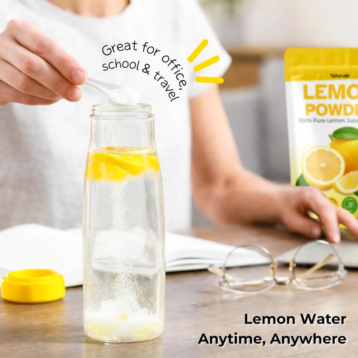 Lemon Juice Powder 36 oz - No Sugar, No Additives, 100% Pure Lemon Powder for Water, Baking & Cooking | Fast Dissolving, Bulk Value Family Size Resealable Pouch (Lemon Juice Powder)