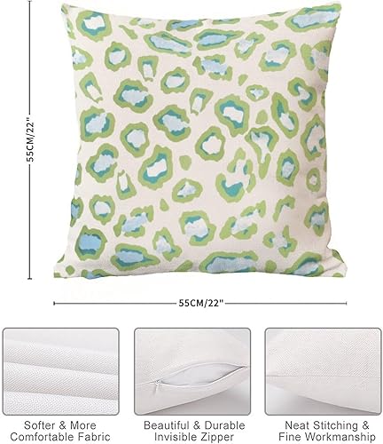 Miniatura 7 de Funda de almohada con estampado de leopardo verde azulado y guepardo, funda de almohada con estampado de animales, funda de cojín chinoiserie, funda