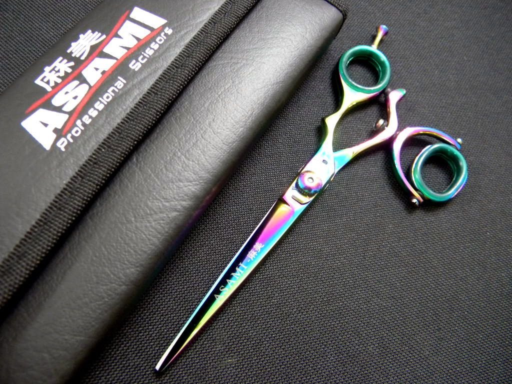 ASAMI Double Swivel Thumb 6" Profestional Barber Shears Titanium Coated ART6136