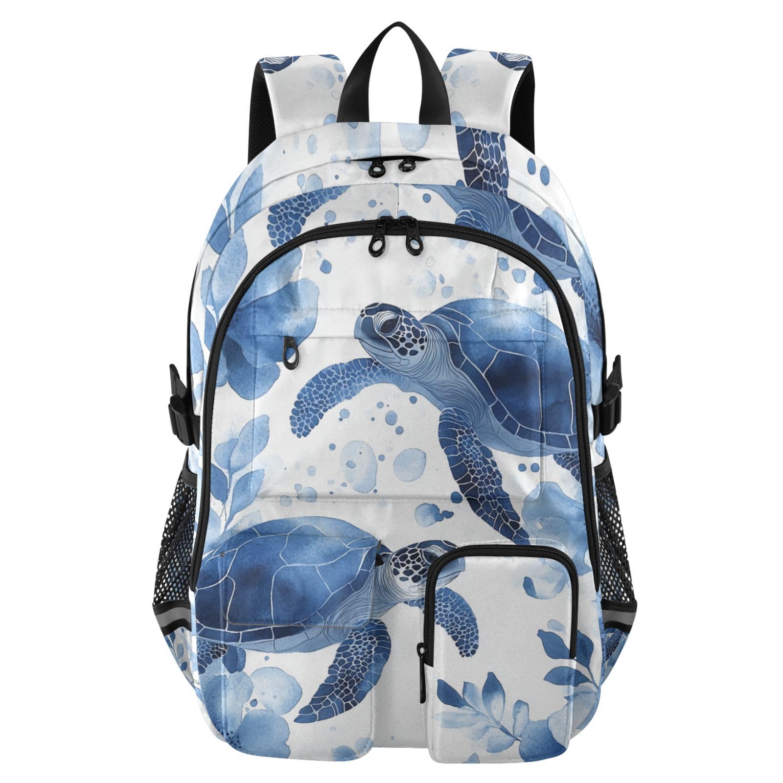 Grand sac à dos de voyage pour homme - Motif tortue bleue - 44,5 cm - Léger et décontracté