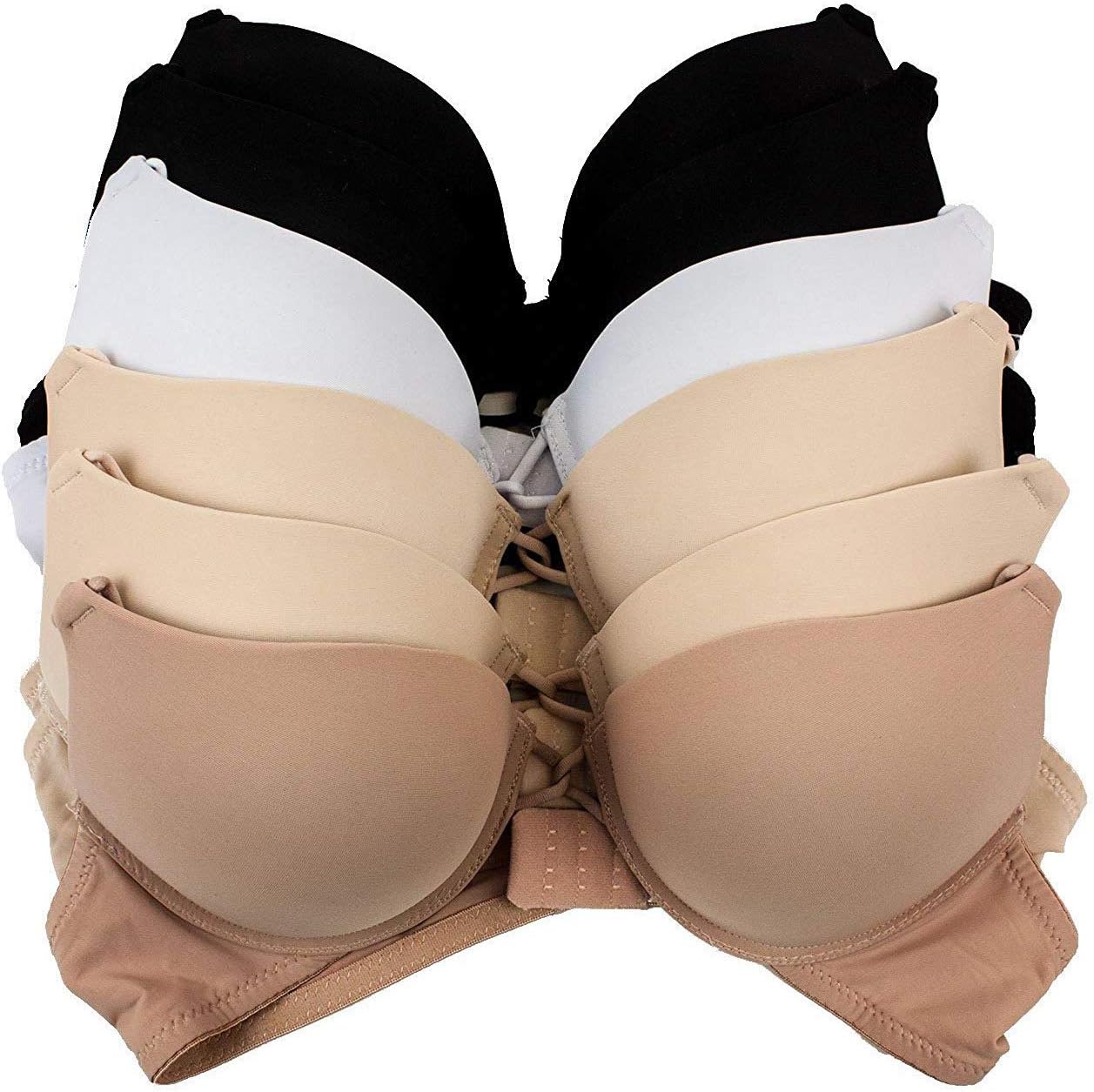 Barbra Double Push-up Bra 6-pack (36B, Rose Basic)
