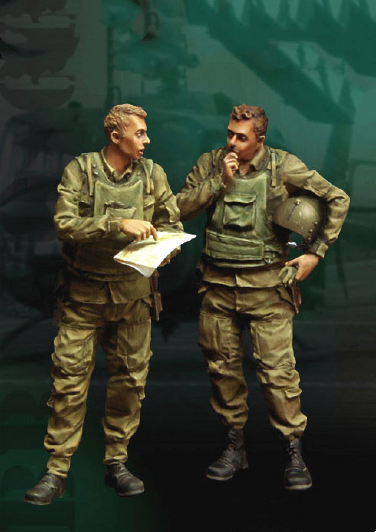 Risjc 1:35 Vietnam War Us Military Commander Discusses The Battle Situation Resin Soldier Model (2 Persons) Unpainted Unassembled Miniature Model Kit/R09360