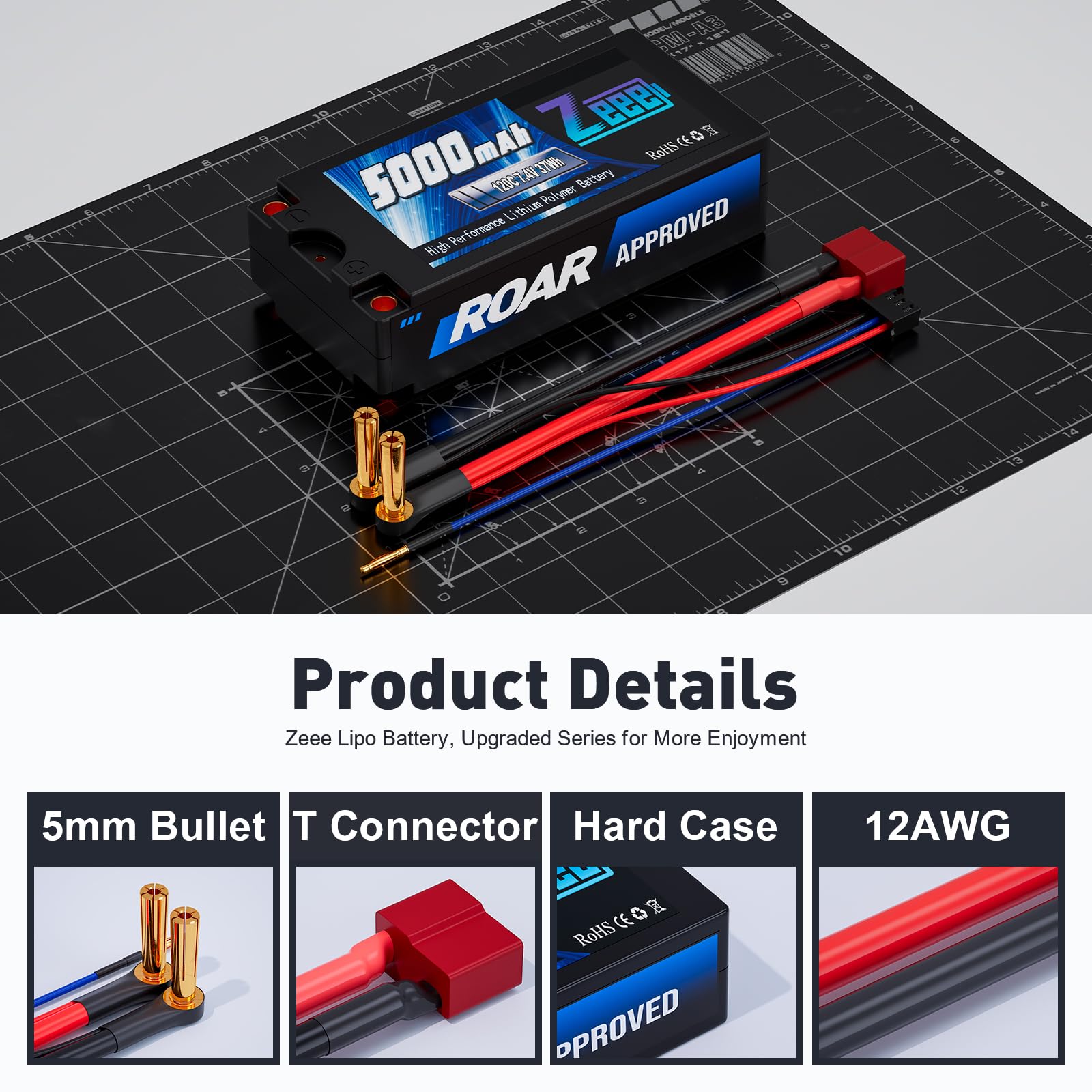 Amazon.com: Zeee 2S Shorty Lipo Battery 5000mAh (Roar Approved
