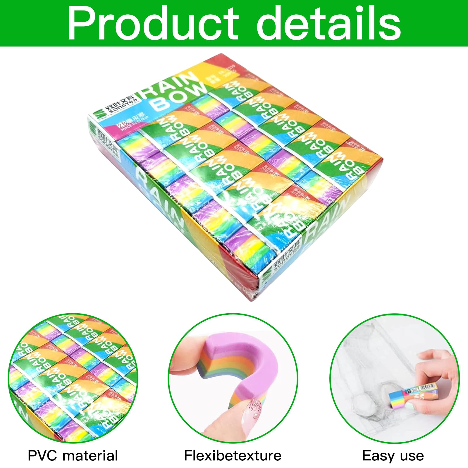 30 Stück 2B Radiergummis Set - Weiche Radierer Für Schule & Büro