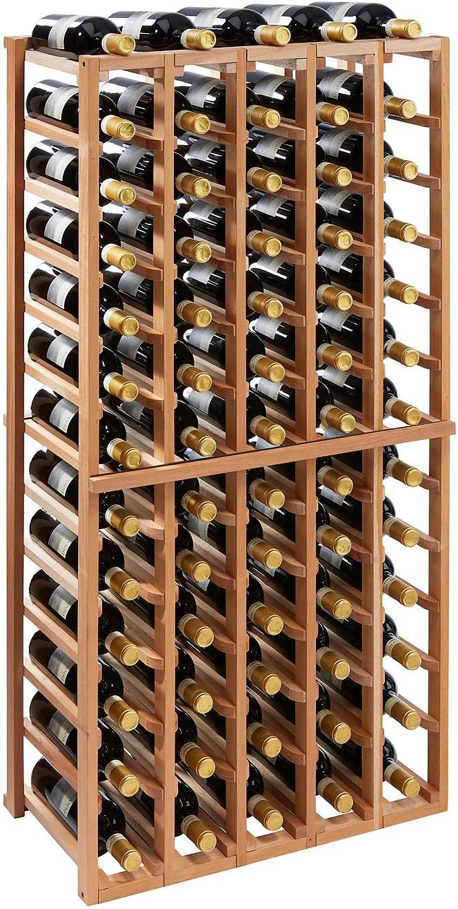 Wine Enthusiast N'FINITY Stackable 4 Foot Wine Rack - 5 Column - Solid Mahogany - 60 Bottles - Stylish Durable Wine Rack Home Decor – Bar Cabinet Liquor Storage