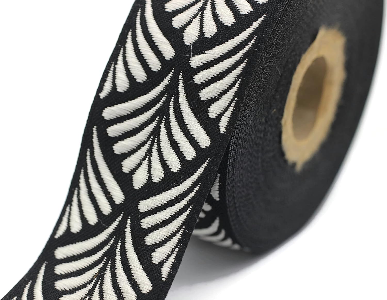 11 Yard Spool 1.37 Inch Wide Pink Seashell Embroidered Woven Jacquard Ribbon