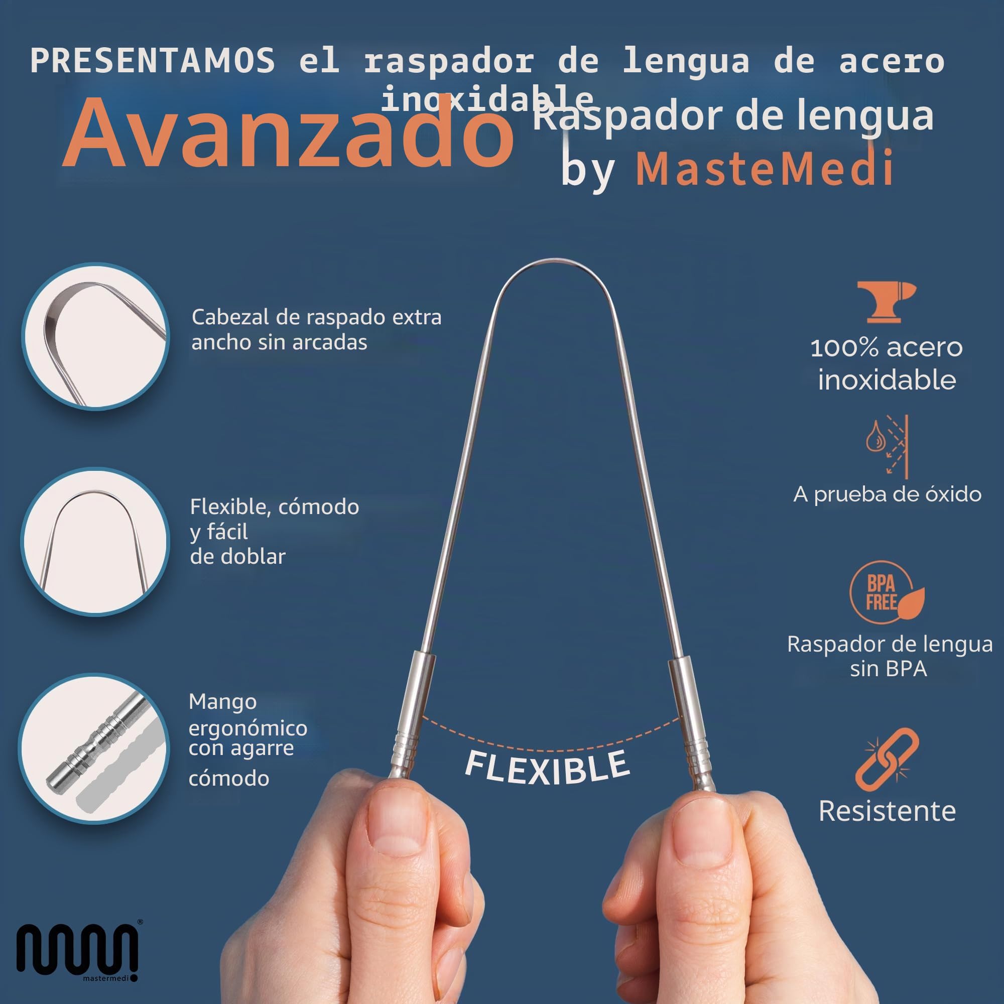 MasterMedi lengua raspador limpiador (conjunto de 3 (estuche de viaje))