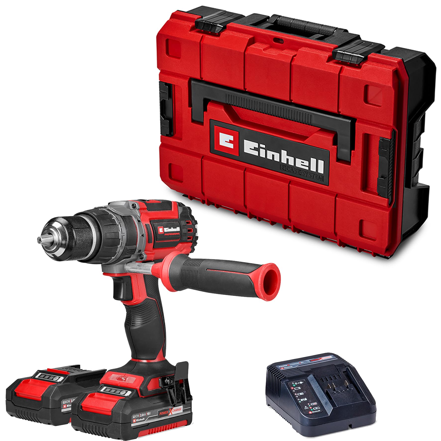 Einhell Professional Akku-Schlagbohrschrauber TP-CD 18/70 Li-i BL (2x 2,0 Ah) (18 V, Brushless, 70 Nm, Schlagbohrfunktion, 13 mm Bohrfutter, 2 Gang, inkl. 2x 2,0 Ah Akkus, Ladegerät, E-Case)