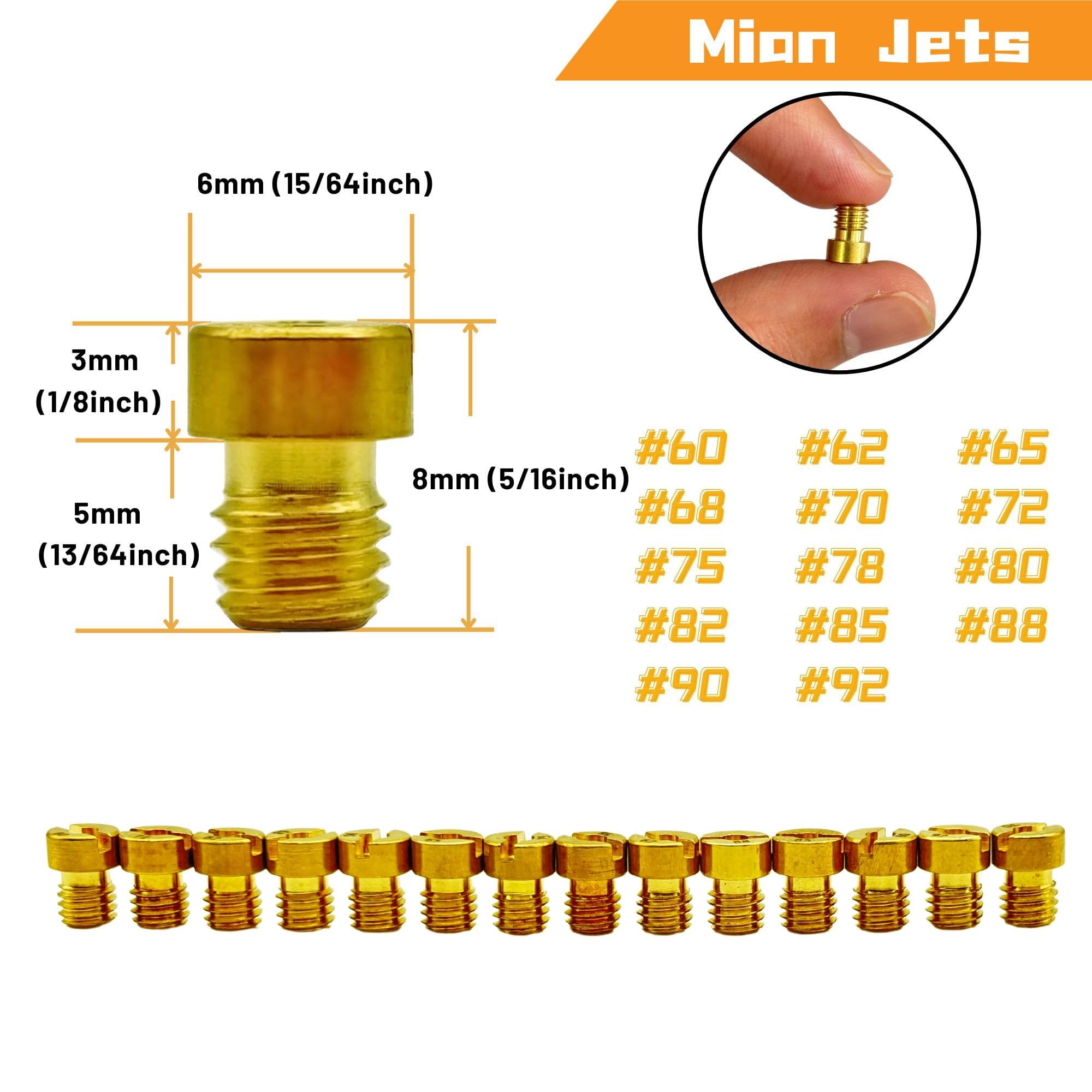 Zestaw dysz głównych do gaźników Nibbi Keihin CVK PE PZ GY6 99101-393 99101-GHB-000 (#60 - #92)