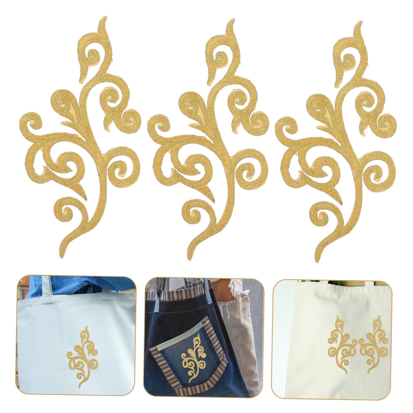 Aplikacje odzieżowe, Haftowane naszywki z tkaniny kwiatowej, eleganckie haftowane aplikacje cekinami kwiatowymi(Golden)