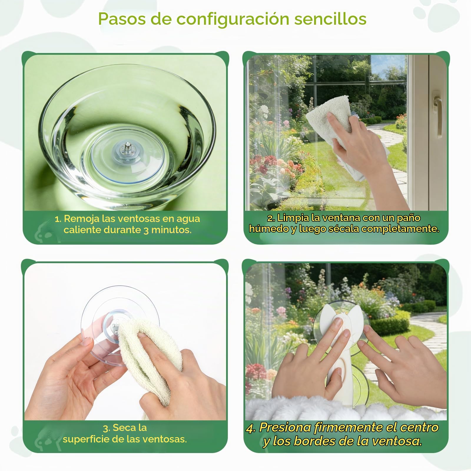 Euqvunn Hamaca Gato Ventana- Capacidad de 15 kg con Cojín Lavable de Doble Cara, Cama Gato Ventana para Gatos de Interior, Ideal para Tomar el Sol, Dormir y Observar Pájaros